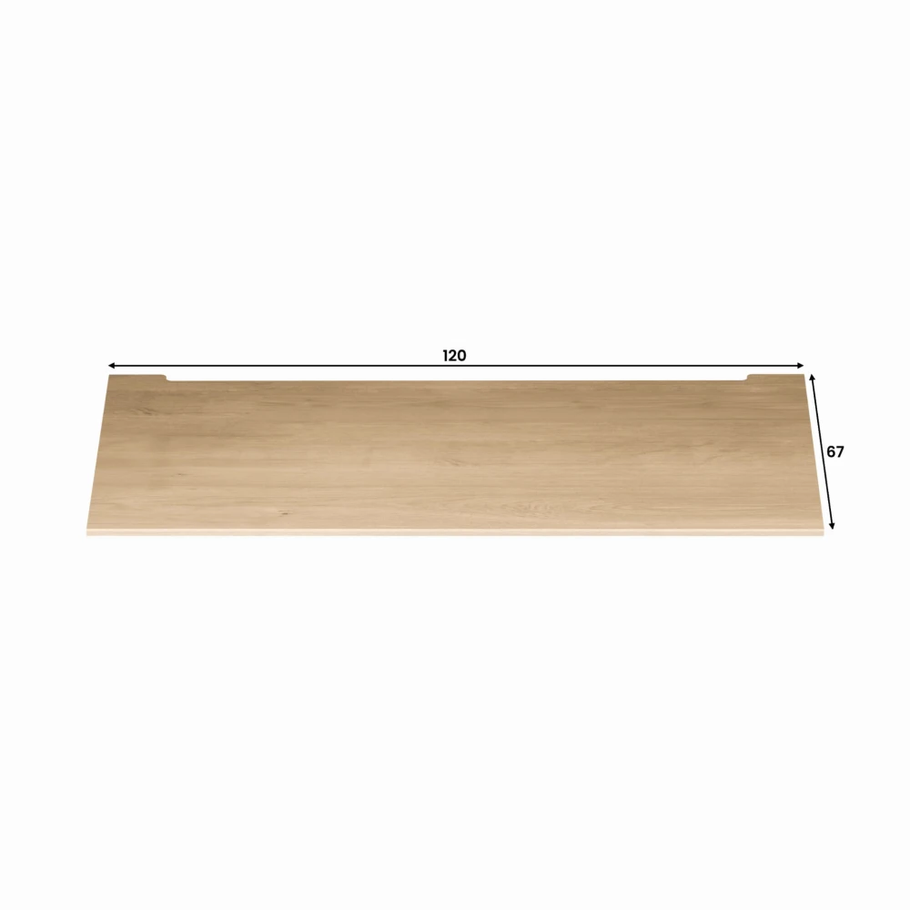 Blat do biurka z podcięciem Desktop + Frez Dąb Hamilton 120 / 138 cm – wymiary