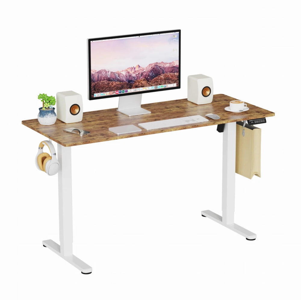 Biurko Control Lite 140 Biały/Dąb Rustykalny – z akcesoriami