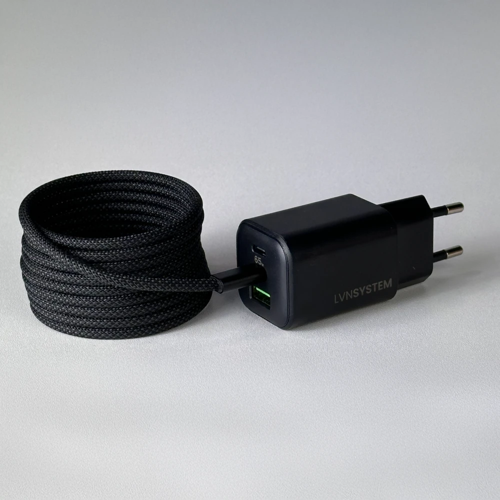 Ładowarka sieciowa GaN 65W USB-C Kabel USB magnetyczny USB-C PD 60W 2m – zdjęcie produktu