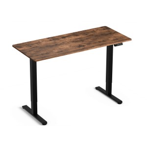 Zestaw biurko elektryczne z regulacją wysokości Control Lite rustykalny 140/60 i fotel ergonomiczny Ergo Lite czarny