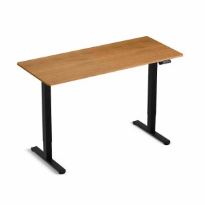 Zestaw biurko elektryczne z regulacją wysokości Control Lite dąb złoty 140/60 i fotel ergonomiczny Ergo Lite czarny