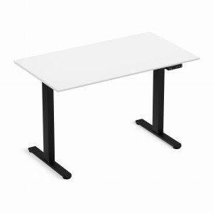 Zestaw biurko elektryczne z regulacją wysokości Flex+ czarny-biały 138/67 i fotel ergonomiczny Control Series czarny