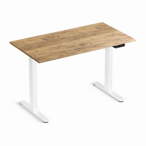 Zestaw biurko elektryczne z regulacją wysokości Flex+ biały dąb craft złoty 138/67 i fotel ergonomiczny Control Series biały