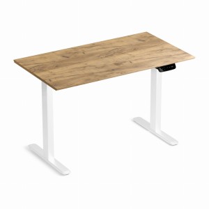 Zestaw biurko elektryczne z regulacją wysokości Control Pro biały dąb craft złoty 120/67 i fotel ergonomiczny Control Pro biały