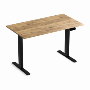 Zestaw biurko elektryczne z regulacją wysokości Control Pro czarny dąb craft złoty 138/67 i fotel ergonomiczny Control Pro czarny