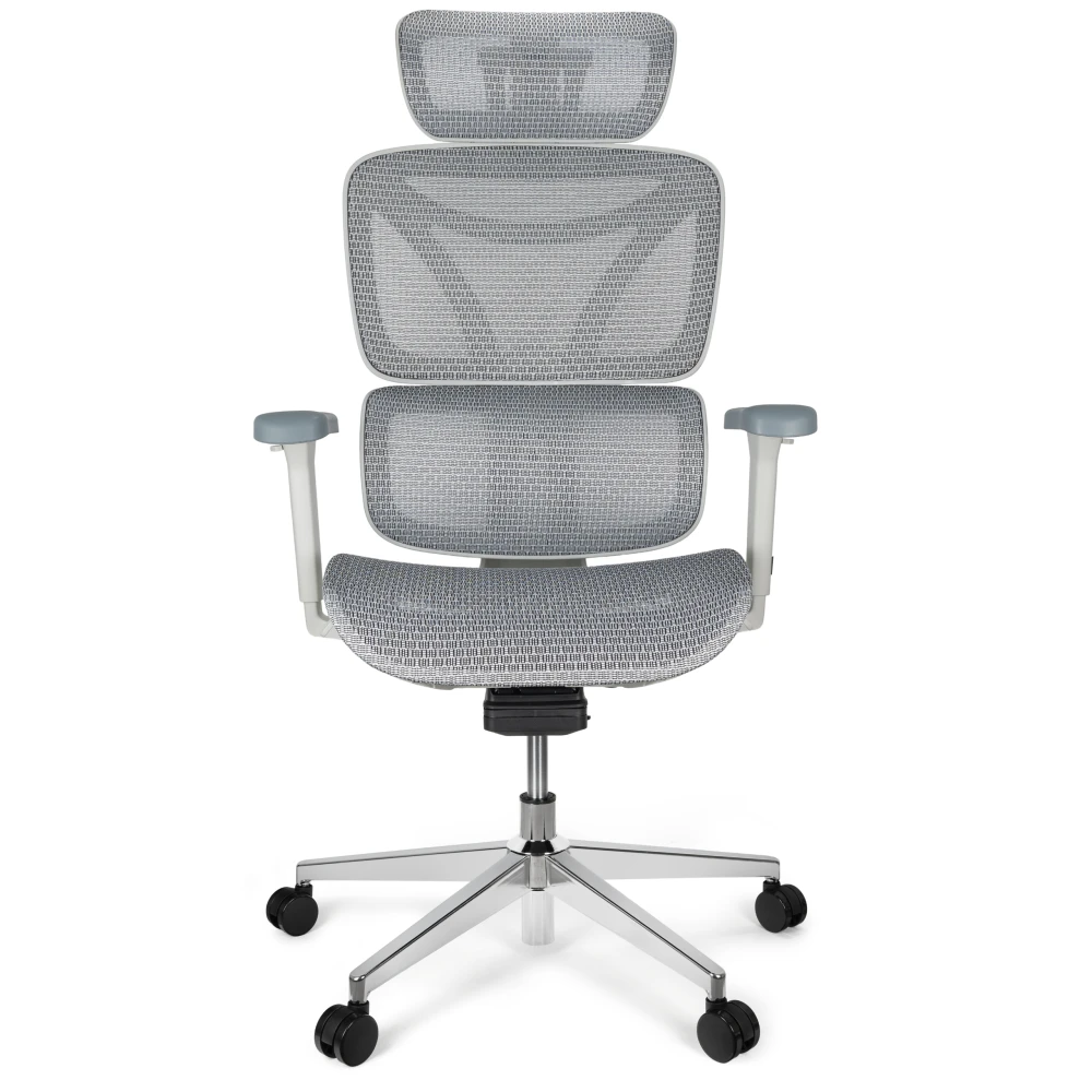 Zestaw biurko elektryczne z regulacją wysokości Control Pro biały czarny 138/67 i fotel ergonomiczny Control Pro biały – zdjęcie produktu