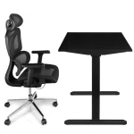 Zestaw biurko elektryczne z regulacją wysokości Control Pro czarny 138/67 i fotel ergonomiczny Control Pro czarny