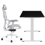 Zestaw biurko elektryczne z regulacją wysokości Flex+ biały-czarny 120/67 i fotel ergonomiczny Control Series biały