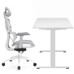 Zestaw biurko elektryczne z regulacją wysokości Flex+ biały 138/67 i fotel ergonomiczny Control Series biały
