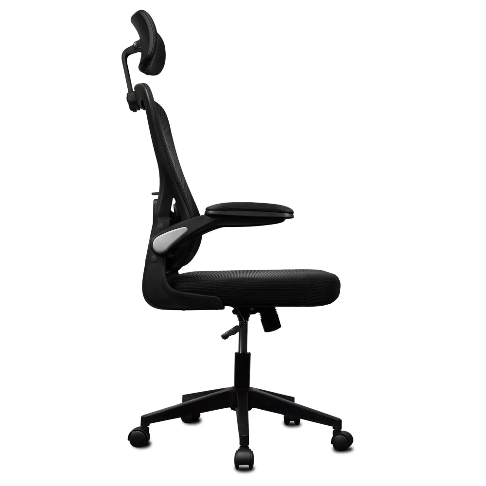 Zestaw biurko elektryczne z regulacją wysokości Control Lite dąb złoty 140/60 i fotel ergonomiczny Ergo Lite czarny – zdjęcie produktu