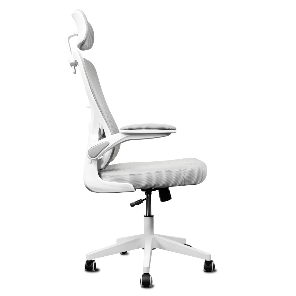 Zestaw biurko elektryczne z regulacją wysokości Control Lite rustykalny 140/60 i fotel ergonomiczny Ergo Lite biały – zdjęcie produktu