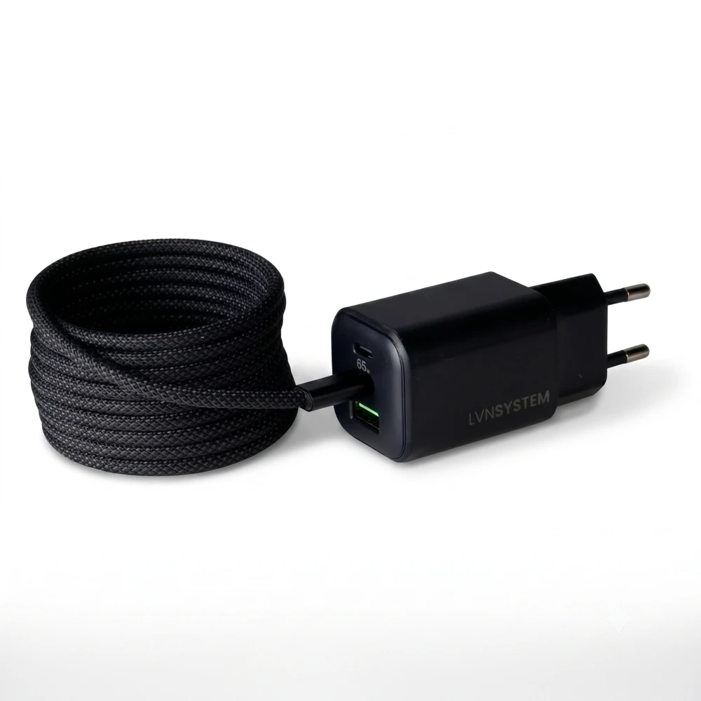 Ładowarka sieciowa GaN 65W USB-C Kabel USB magnetyczny USB-C PD 60W 2m – zdjęcie produktu