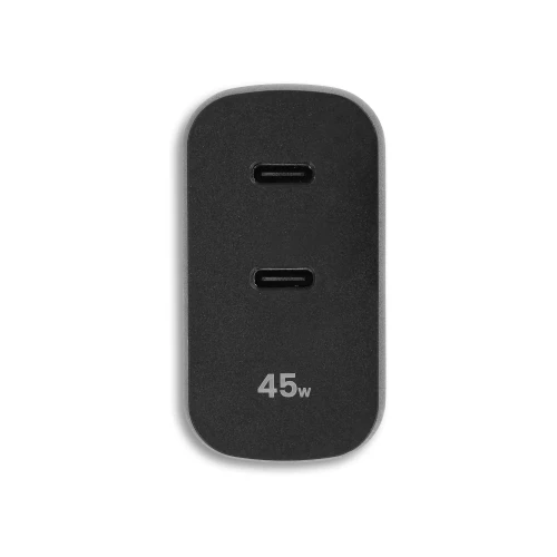 Dwa porty USB-C ładowarki GaN 45W – widok z przodu