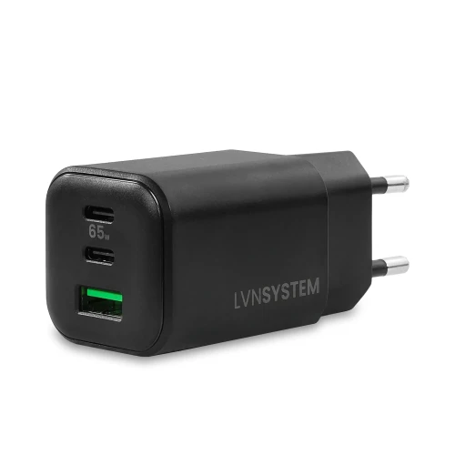 Ładowarka sieciowa GaN 65W 2×USB-C + USB-A LVN System