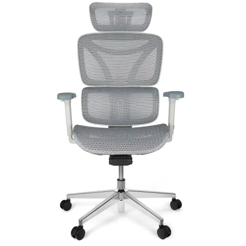 Fotel ergonomiczny Control Pro biały z siatki mesh – widok z przodu