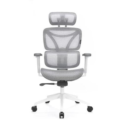 Fotel ergonomiczny Control Series biały z siatki mesh – widok z przodu