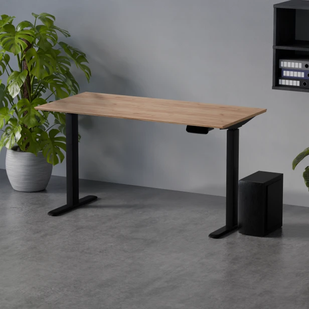 LVNSystem Biurko z elektroniczną regulacją wysokości biurko regulowane Control Pro Czarny / Dąb Craft Złoty _04