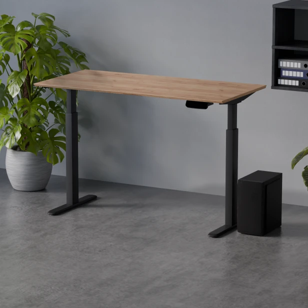 LVNSystem Biurko z elektroniczną regulacją wysokości biurko regulowane Control Pro Czarny / Dąb Craft Złoty _05
