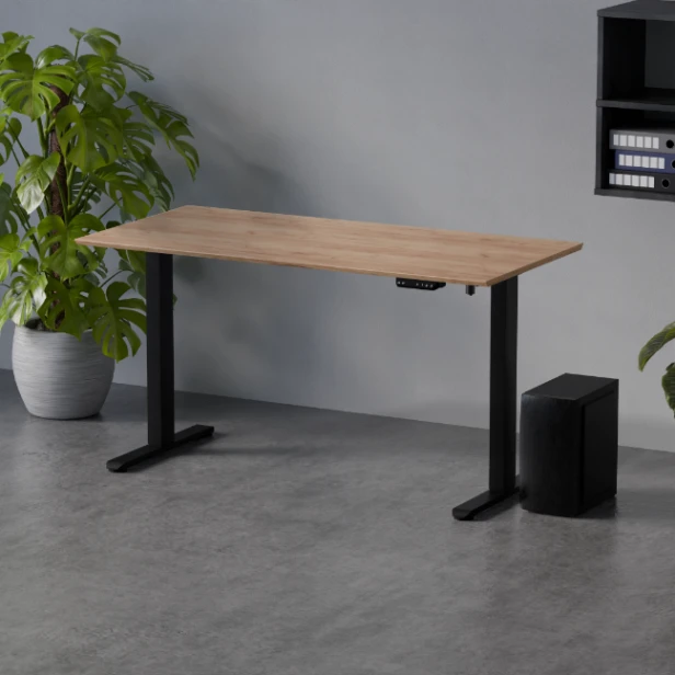 Biurko regulowane z elektryczną regulacją wysokości Control Flex+ 140 LVNSystem Czarny / Dąb Craft Złoty