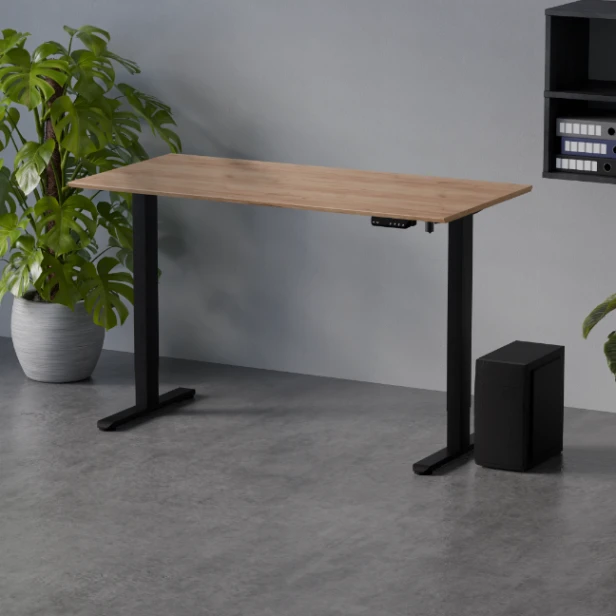 Biurko regulowane z elektryczną regulacją wysokości Control Flex+ 140 LVNSystem Czarny / Dąb Craft Złoty